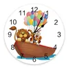 Wandklokken Cartoon Animal Ship Ballon Lion Tiger Clock Modern Design Hanging Watch for Home Decoration Living Room Art