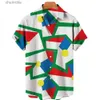 Camisas casuais masculinas 2022 Summer Mens abstrato pintura impressa camisa havaiana Summer Beach Holiday Party Shirt Short Sleeved YQ240408