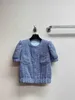 Damesjacks Designer merk Shenzhen Nanyou Huo ~ 24 Lente/zomer Nieuw product Kleine geurige blauwe dunne tweed korte mouwen jas J6Up