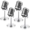 Microphones 4PCS Retro Microphone Props Modèle Microphone Microphone Microphone Toy Microphone Table de la table, argent