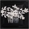 Hårklämmor Barrettes Crystal Pearl Bridal Hairpin Comb Clip for Women Bride Rhinestone Accessories Smycken Drop Delivery Hairjewelry OTSCD