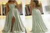 2022 Sexiga spaghettirem Brudtärklänningar Split Side Long Mint Green Maid of Honor Downs Plus Size Prom Dress BC9791 B04089757387