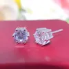 Solid 14K White Gold Earriings 1CT Piece Ronde Diamant Stud oorbellen voor Lady Mooie sieraden Gift D Kleur Au585 Earring 240403