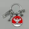 Ny Force Sports Dumbell Keychain Charm Weight Fitness och Word Gym Övning Gift Glass Keychain Car Keyring Bag Chain Chain Chain