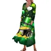 Robes décontractées Y2K Elegant St. Patrick's Day Imprimé au milieu de la tension pour femmes 2024 Cou rond 3/4 manches robes femme vestido de noche