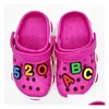 Gioielli Candy Colors Alphabet Clog Charms PVC Garden in gomma morbida Shoecharms Accessori per fibbie per gocce di zoccoli da polso a goccia Delive DHWR2