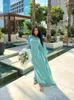 Etnische kleding Ramadan Eid Satin Batwing Sleeve Abaya Turkije Islam Moslim Maxi Dess Gebed Kleding Vrouwen Kaftan Kebaya Robe Femme