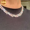 Customized 18 mm 20 mm Zwei -Ton -Gold -Plattier S925 Cuban Chain Halskette VVS Moissanit aus Diamant Cuban Link Chainlocket Halsketten vereisert