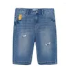 Мужские джинсы модные джинсовые шорты летняя бренд разбитая дыра легкая длина колена свободна прямые повседневные не упругие брюки подарки мужчины
