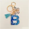 Key Rings Initial Letter Keychains For Girls Women Cute Butterfly Heart Keychain Backpack School Bag Drop Delivery Jewelry Dhms3