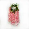 Dekoratif çiçekler sahte bitkiler beyaz ipek asma çelenk yapay asılı wisteria duvar düğün dekorasyon çiçek rattan