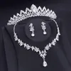 Luxe kleine kroon sieraden sets bruids tiaras ketting oorbellen set princess girls party prom bruid set 240401