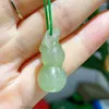 Collane a pendente 15 25mm Green Green Giade Gourd con catena di corda Giades hetiano Nefrite Fengshui Charms Amuleti Collana Uomini Donne Donne