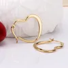 Hoop Earrings LUXUSTEEL Big Heart Women Accessories Gold Color Size 25mm 35mm 45mm Fashion Jewelry Stainless Steel