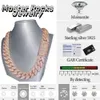 Rose Gold 24mm 5 Rows Vvs Moissanite Diamonds Pass Tester Sterling Silver Miami Cuban Chain Moissanite