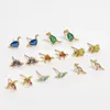 Stud Earrings Minimalist Dinosaur For Women Girl Cute Copper Crystal Zircon Ear Studs Tragus Cartilage Piercing Jewelry