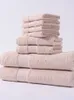 Towel Long Staple Cotton Thickened Bathroom 8 Pieces Set For Home El Spa 4 Square 2 Face Bath Brown