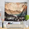 Tapissries Home Decorative Wall Hanging Carpet Tapestry Rectangle Bedstred Mountain Tree Målningsmönster GT1189
