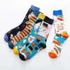 5 PsirsLot Colorful Women Socks Men Cotton Funny Crew Cartoon Cat Watering Teacup Sheep Modern Happy Novelty Christmas Gift 240408