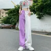 Women's Jeans BRIDGEWATER White Purple Baggy Pants Summer Women High Waist Patchwork Casual Straight Denim Trousers Harajuku