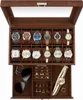 Guka Watch Box 12 Slot Watch Display Organizer Läder smycken Fodral Lådan Glas födelsedag för män Kvinnor barn make pappa