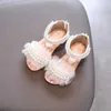 Sandals Slipper Sandals Summer Fashion Pearl Lace Princess Teli piatti Kids Beach Sandals Scarpe per bambina 240408