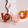 キャンドルホルダークリエイティブガラス花瓶カラフルなねじれた透明な花の結婚式のテーブルキャンドルスティッククラフトホームデコレーション