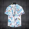 Men's shirt Hawaiian print short sleeve shirt Men's beach beach vacation loose fancy top