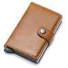 Wsparcie Drop Busins ​​Minimalistyczny szczupły uchwyt na kartę kredytową Mężczyźni Mały skórzany wyskakujący portfel Portfel Smart Portfel3433151