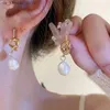 Charm New French Elegant Gold Color Bean Spliced Flat Pearl Earrings for Korean Fashion Jewelry Party Womens Sweet Accessories240408B1GT