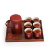 Чайные установки керамический красный свадебный чайник фарфоровый китайский стиль двойной счастье