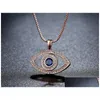 Colliers pendents Collier Blue Evil Eye Crystal Crystal Cz Clavicule Sier Rose Gol Bijoux Troisième Zircon Fashion Drop Livrot Pendants Ottmz