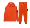 Stone Jacket Spring and Autumn Men's Women Activewear Fashion Classic Solid Color Casual Tracksuit Men's Two-Piece Hooded dragkedja Top Trousers Jacket