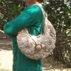 Handvävd kvinnor väska ull virkning söt hemlagad diy material handväska ull axel väska avslappnad total virkning väska kvinna 240329