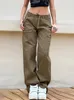 Women's Jeans Loose Design Casual Retro Multi-pocket Belt Tooling Women Denim European And American