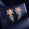 Boucles d'oreilles en peluche de style coréen zircon de fleur atmosphérique pour les femmes fille vraie agidle belle oreille perçage bijoux de bijoux