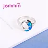 Cluster anneaux bien mignon dolphin forme 925 Sterling Silver Opal pour enfants Girls d'anniversaire Gift Autrichien Crystal anillos Bague