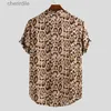 Męskie koszule Seksowne lampart na hawajska koszula plażowa męska 2021 NOWOŚĆ Męskie krótkie rękawy Tropical Aloha Shirt Casual Button Down Chemical 3xl YQ240408
