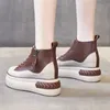 HBP Non-Brand Droshipping Custom High Top Leather Shoes for Women Leisure Ladies Casual Style Chunky Platform Sneakers