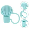 Disposable Cups Straws 8 Pcs Straw Plug Dust Cap Tumblers Wrapped Tip Covers Silica Gel Silicone Kawaii Stopper Caps Ocean Decor