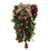 Dekorativa blommor Holiday Door Decoration Artificial Plant Wreath Exquisite Christmas With Ball Bow Decor Festive For Front