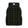 Zaino nero orologio tartan moderno laptop uomini donne book book book per le borse artistiche scozzesi del college scolastico scozzese