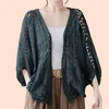 Tricots pour femmes vintage creux de crochet cardigan veste cape jeste saligans solides t-shirts 2024 printemps élégant femelle