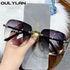 Sunglasses Oulylan Square Frameless Women Luxury Brand Designer Rimless Sun Glasses Ladies Gradient Pink Eyewear Shades UV400