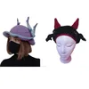 Berets Knit Devil Hat Little Skullies Party Horn Y2K Halloween Funny