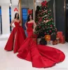 2024 Rood prom-jurken twee stijlen zeemeermin en a-line sweetheart mouwloze avondjurken Side split strapless speciale gelegenheid jurk