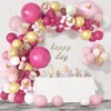 Decoração de festa macaron rosa balão guirlanda arco kit de casamento aniversário crianças chá de bebê menina 1ª