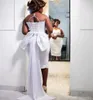 Aso ebi sjöjungfru klänning brud illusion brud korta ärmar pärlstav stora båge dekorerade bröllopsklänningar för afrikanska nigeria svarta kvinnor flickor d197 407
