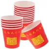 Disposable Cups Straws 100 Pcs Red Double Happiness Glass Coffee Drinking Holders Top Hat Paper Bride