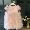 Mode bébé fille princesse robe bulle à manches tutu tutu vestido enfant maille gonfy jupe gauze kild